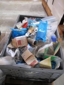 LOT TO INCLUDE: (11 MILK CRATES) MISC. CAP PIPES, FITTINGS, T-PIPES, SS RINGS, STL PARTS, ETC. LOADING & HANDLING FEE $15-4613